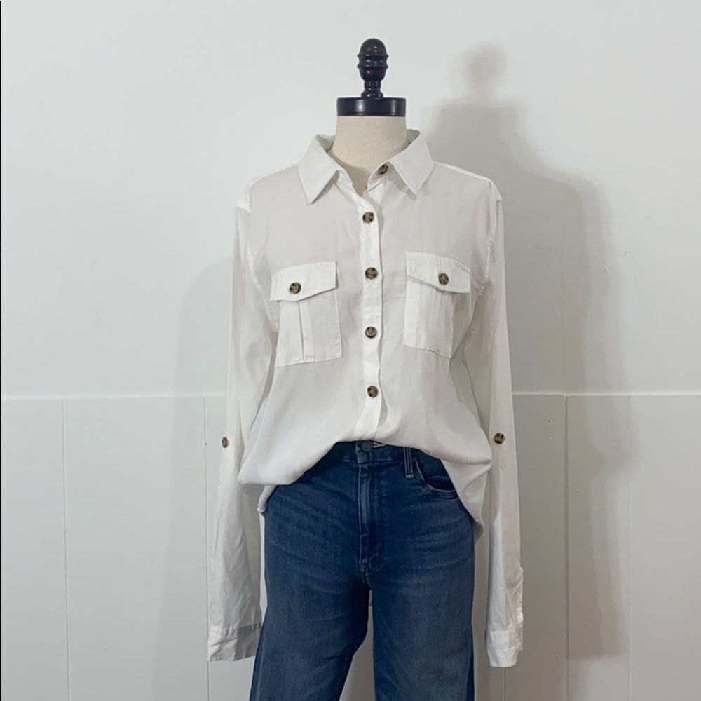 Thread Supply White Tortoise Shell Button Shirt - Picture 2 of 7